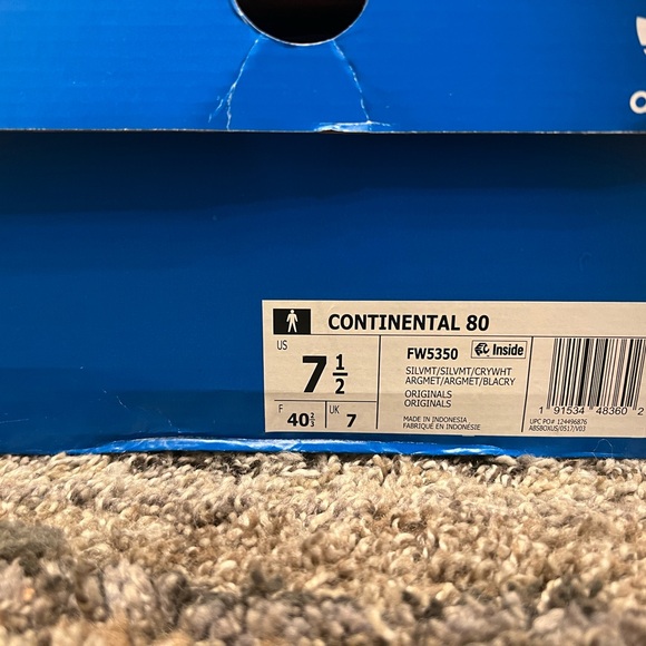 adidas Originals - Continental 80, men's sports shoes, silver 7.5 (M) - Picture 7 of 7